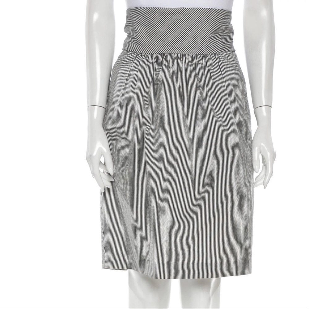 Harvey‎ Faircloth Striped knee length skirt tie waist high rise black and white